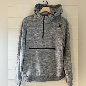 SPYDER Quarter and Front Zip Unisex Athletic Corded Hoodie Gray Size Large